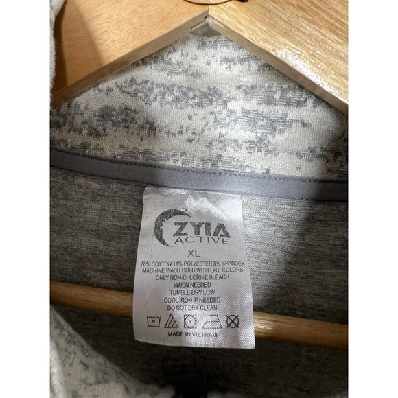 Zyia XL Cream Combo Zip Front Jacket Gray Ivory Textured Stretch Knit - Picture 2 of 4